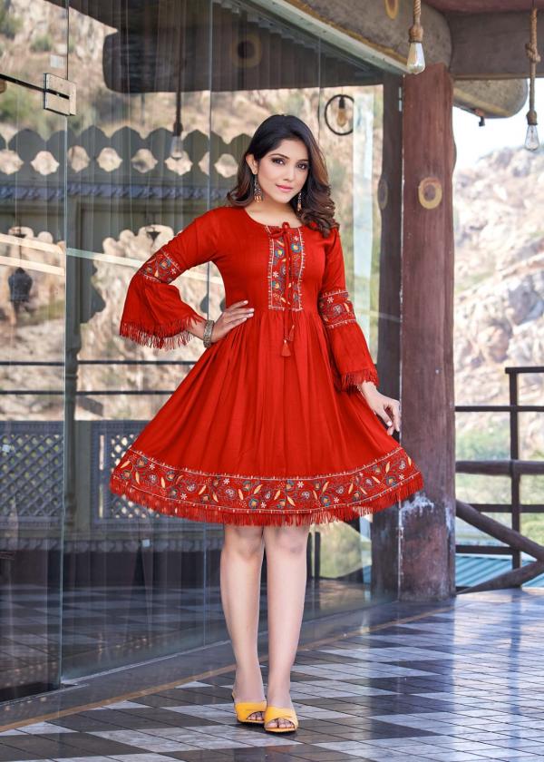 Ossm Cherry Fancy Rayon Embroidery Short Kurti Collection